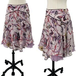 Temperley London Silk Paisley Print Mini Skirt Sequined Beaded Purple Womens 4